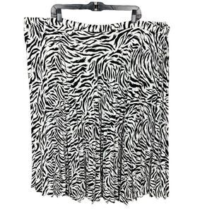 Halogen Skirt Pleated Midi Black White Zebra Print Elastic Waist Size 4X